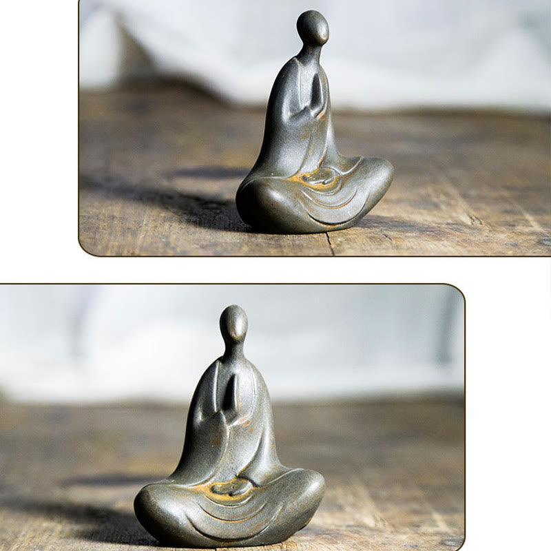 Buddha Stones Tibetan Buddha Iron Powder Rust Cast Resin Statue Desk Decoration - image 4