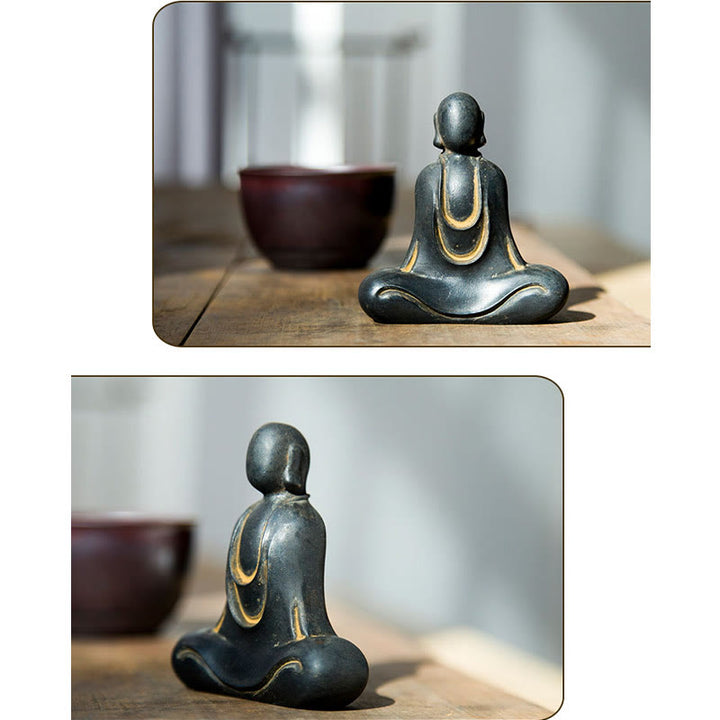 Buddha Stones Tibetan Buddha Iron Powder Rust Cast Resin Statue Desk Decoration - image 19