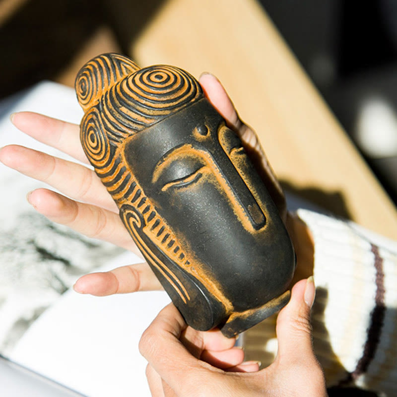 Buddha Stones Closed Eyes Meditating Buddha Iron Powder Rust Cast Resin Statue Home Decoration - image 3