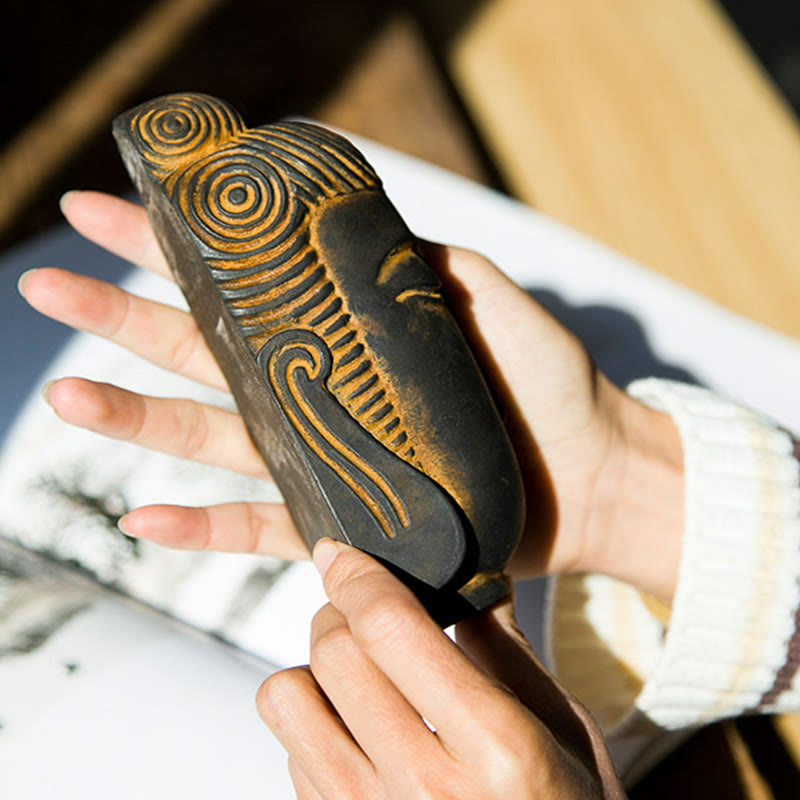 Buddha Stones Closed Eyes Meditating Buddha Iron Powder Rust Cast Resin Statue Home Decoration - image 9