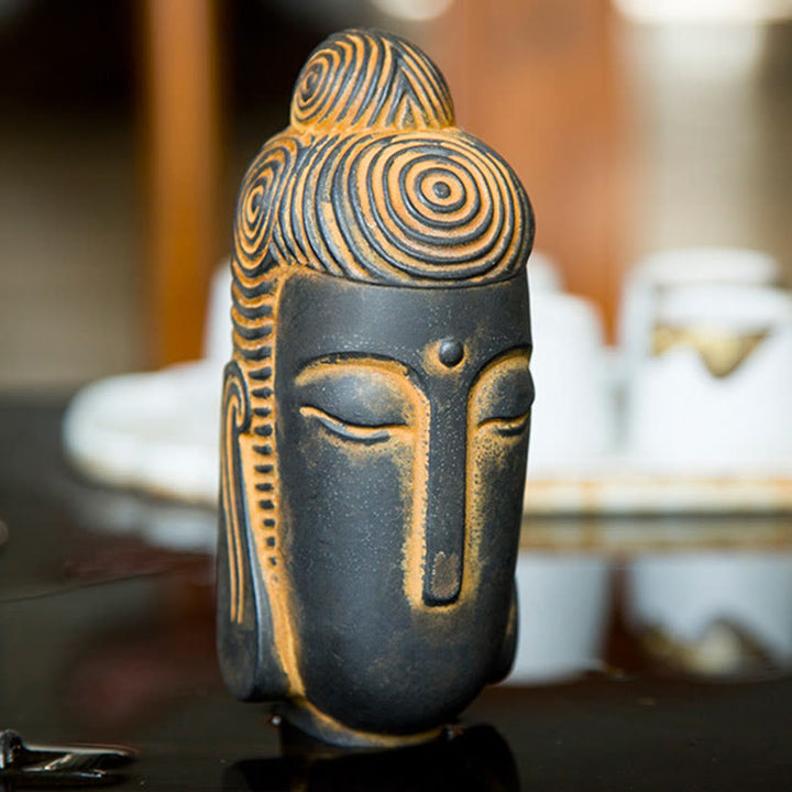 Buddha Stones Closed Eyes Meditating Buddha Iron Powder Rust Cast Resin Statue Home Decoration - image 6