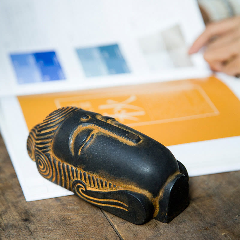 Buddha Stones Closed Eyes Meditating Buddha Iron Powder Rust Cast Resin Statue Home Decoration - image 8