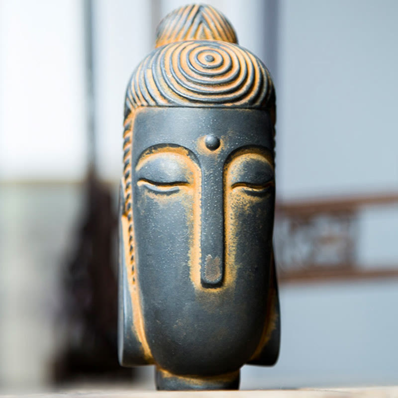 Buddha Stones Closed Eyes Meditating Buddha Iron Powder Rust Cast Resin Statue Home Decoration - image 10