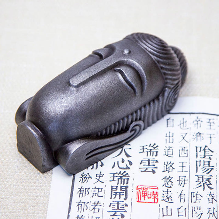 Buddha Stones Closed Eyes Meditating Buddha Iron Powder Rust Cast Resin Statue Home Decoration - image 16