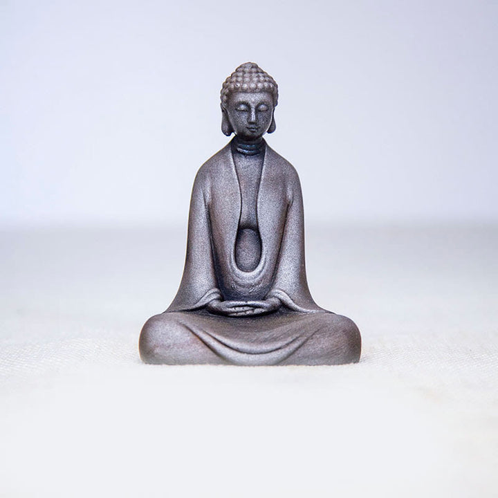 Buddha Stones Handmade Meditation Sakyamuni Buddha Iron Powder Rust Cast Resin Statue Decoration