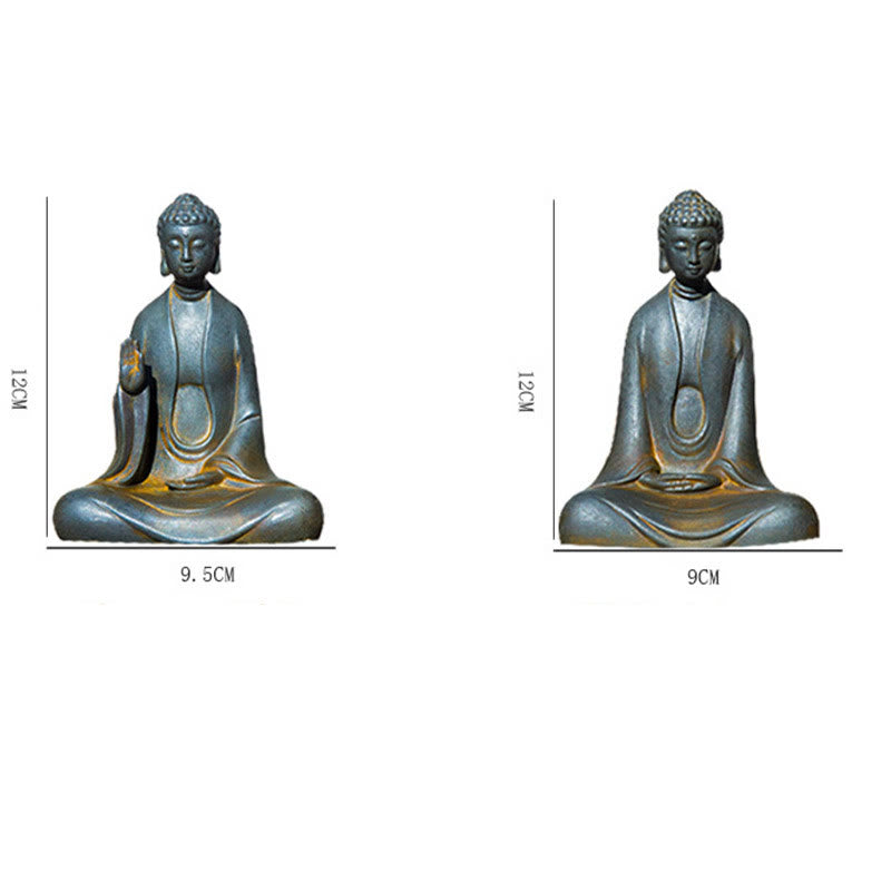 Buddha Stones Handmade Meditation Sakyamuni Buddha Iron Powder Rust Cast Resin Statue Decoration