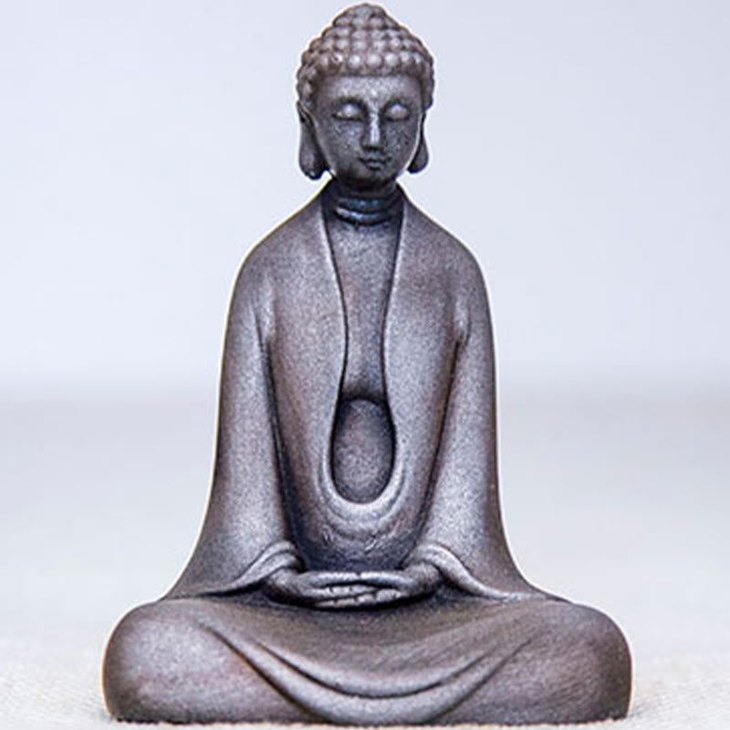 Buddha Stones Handmade Meditation Sakyamuni Buddha Iron Powder Rust Cast Resin Statue Decoration