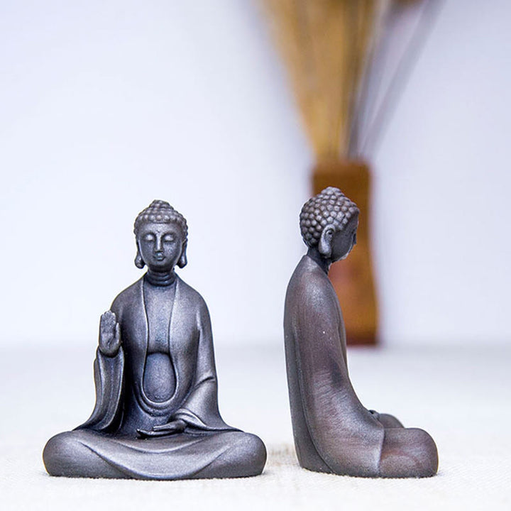 Buddha Stones Handmade Meditation Sakyamuni Buddha Iron Powder Rust Cast Resin Statue Decoration - image 12