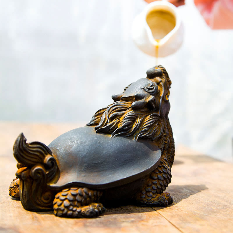 Buddha Stones Handmade Dragon Turtle Iron Powder Rust Cast Resin Statue Home Decoration - image 8