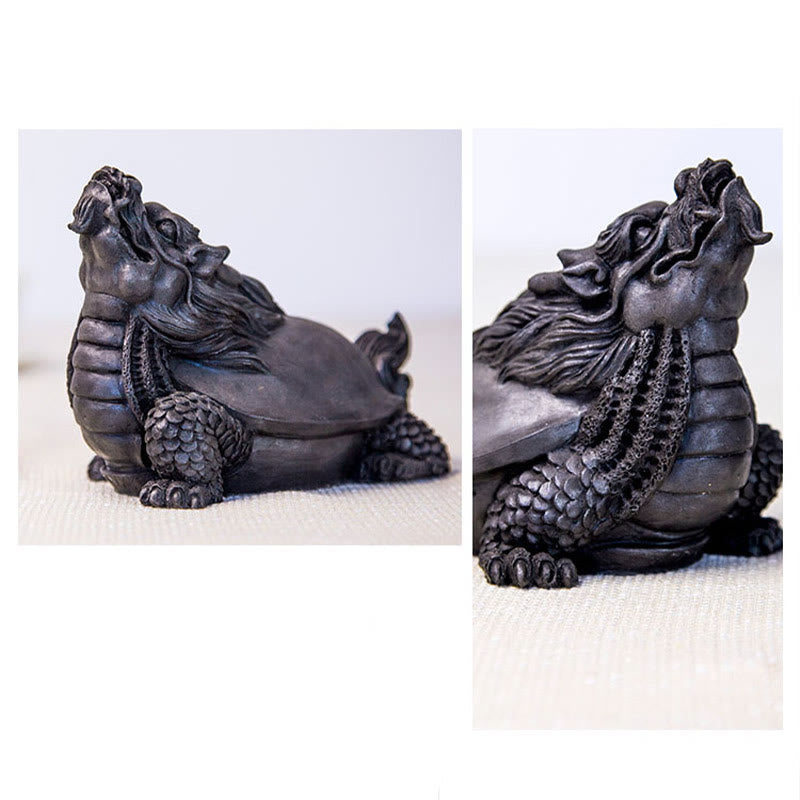 Buddha Stones Handmade Dragon Turtle Iron Powder Rust Cast Resin Statue Home Decoration