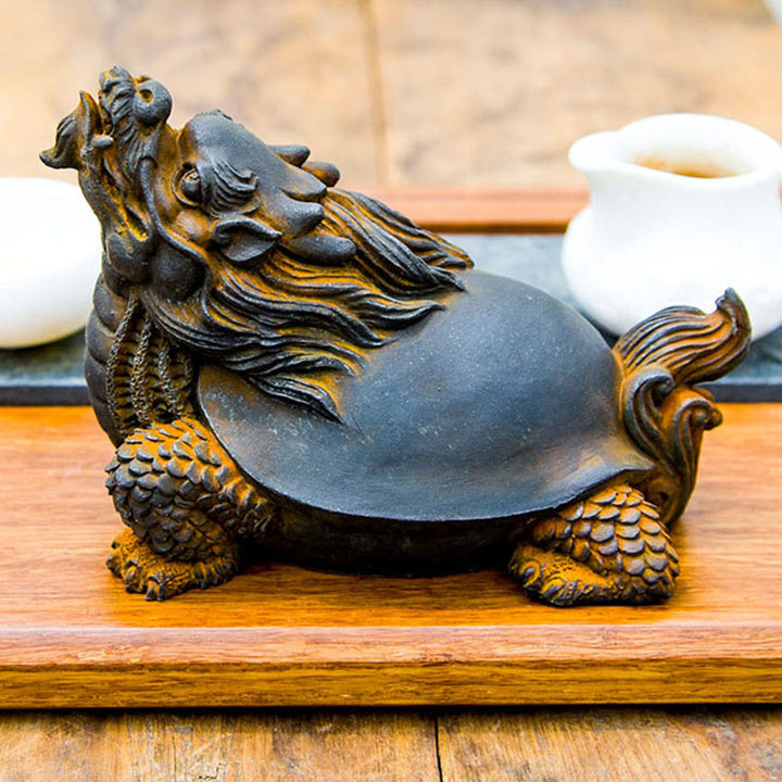 Buddha Stones Handmade Dragon Turtle Iron Powder Rust Cast Resin Statue Home Decoration - image 6