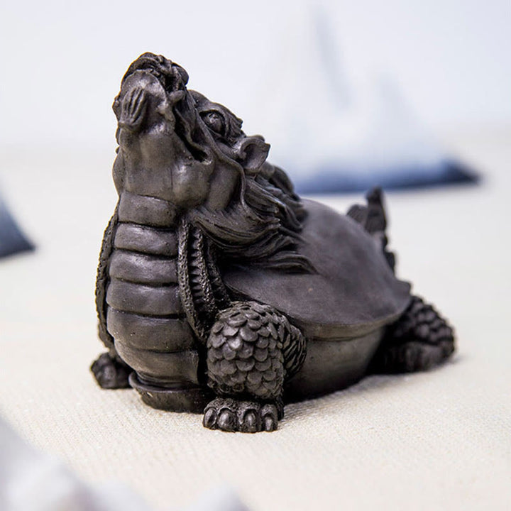 Buddha Stones Handmade Dragon Turtle Iron Powder Rust Cast Resin Statue Home Decoration - image 14
