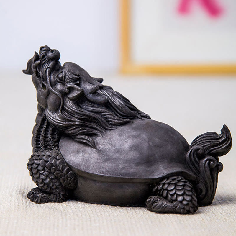 Buddha Stones Handmade Dragon Turtle Iron Powder Rust Cast Resin Statue Home Decoration