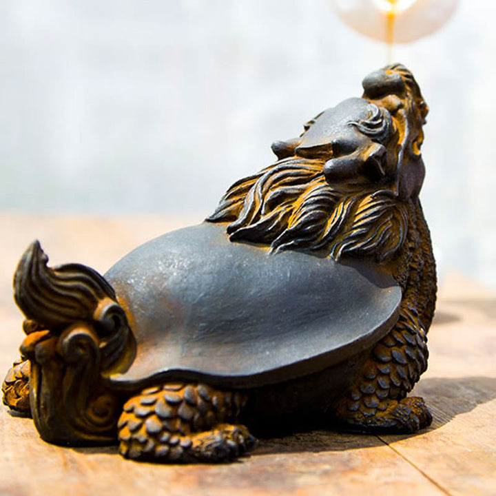 Buddha Stones Handmade Dragon Turtle Iron Powder Rust Cast Resin Statue Home Decoration - image 5