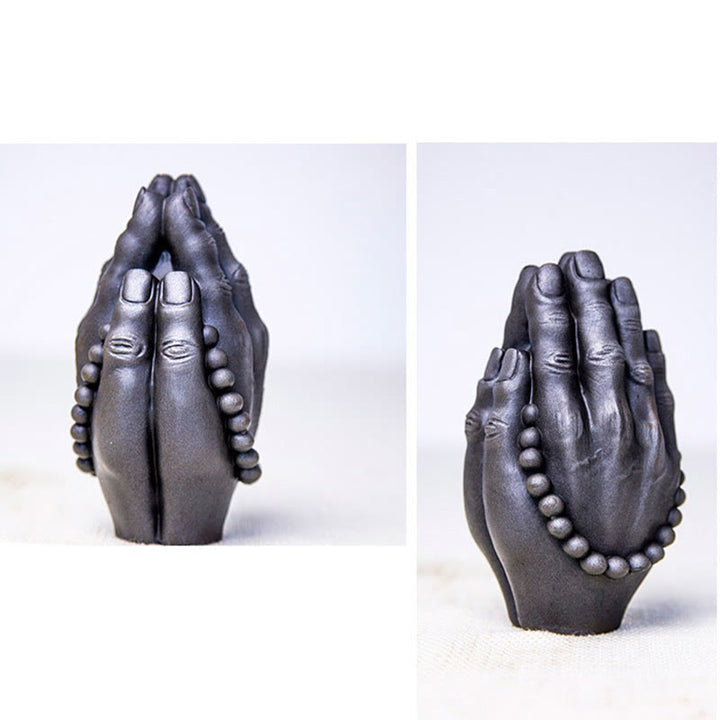 Buddha Stones Handmade Buddha Hand Namaste Iron Powder Rust Cast Resin Statue Decoration - image 24
