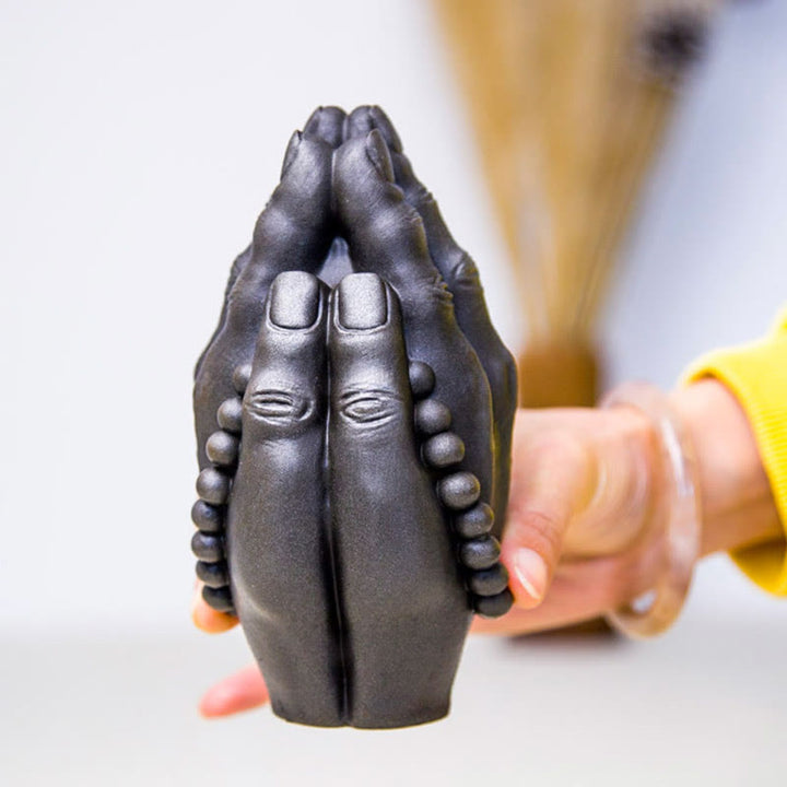 Buddha Stones Handmade Buddha Hand Namaste Iron Powder Rust Cast Resin Statue Decoration - image 23