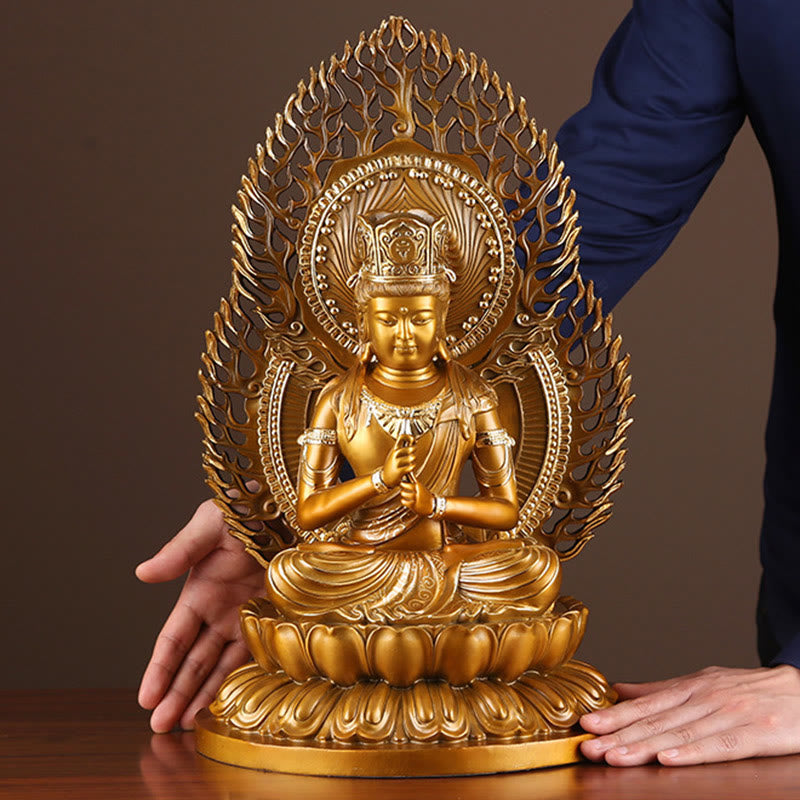 Buddha Stones Tathagata Buddha Figurine Serenity Copper Statue Home Offering Decoration