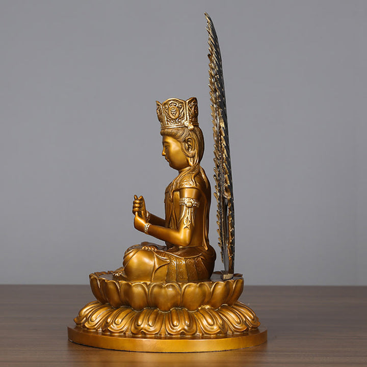 Buddha Stones Tathagata Buddha Figurine Serenity Copper Statue Home Offering Decoration - image 3