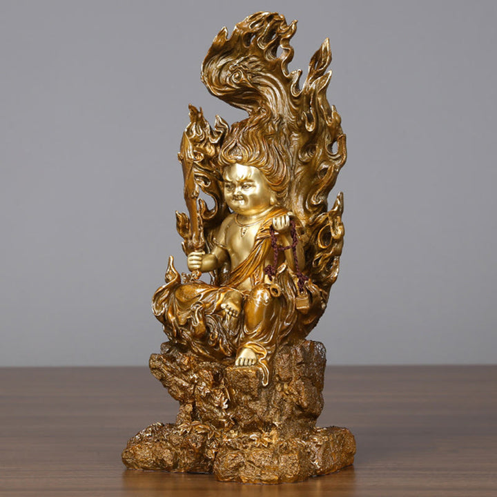 Buddha Stones Acalanatha Buddha Figurine Serenity Copper Statue Home Offering Decoration - image 4