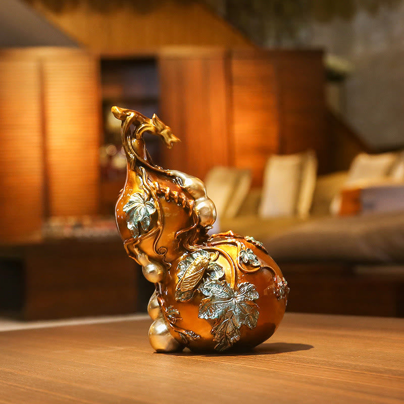 Buddha Stones Golden Gourd Brass Copper Statue Home Desk Decoration - image 1