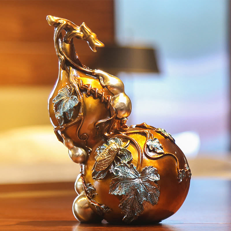 Buddha Stones Golden Gourd Brass Copper Statue Home Desk Decoration - image 8