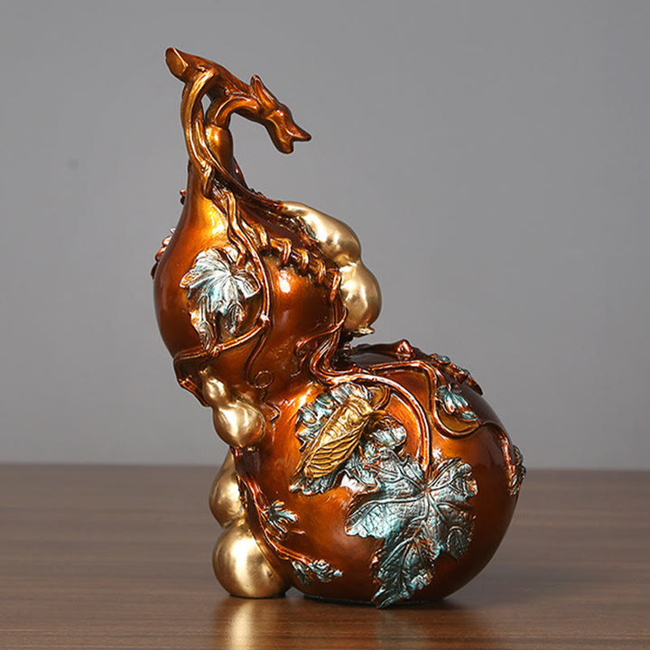 Buddha Stones Golden Gourd Brass Copper Statue Home Desk Decoration - image 12