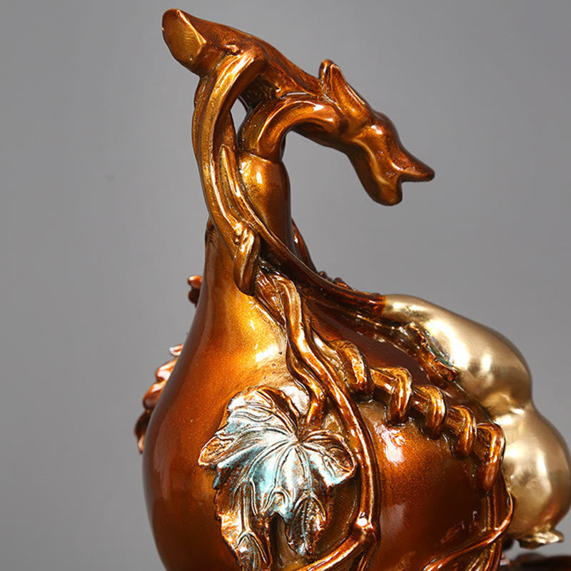 Buddha Stones Golden Gourd Brass Copper Statue Home Desk Decoration - image 9