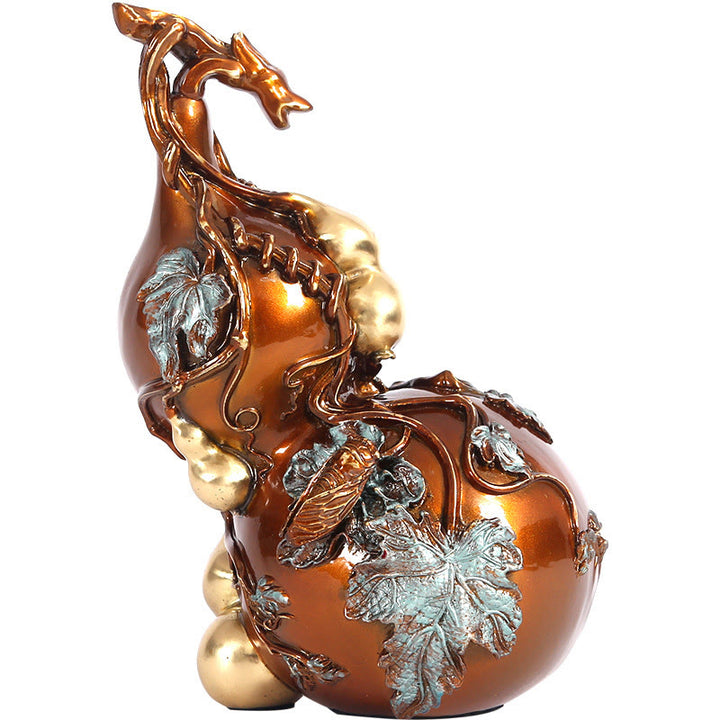 Buddha Stones Golden Gourd Brass Copper Statue Home Desk Decoration - image 14