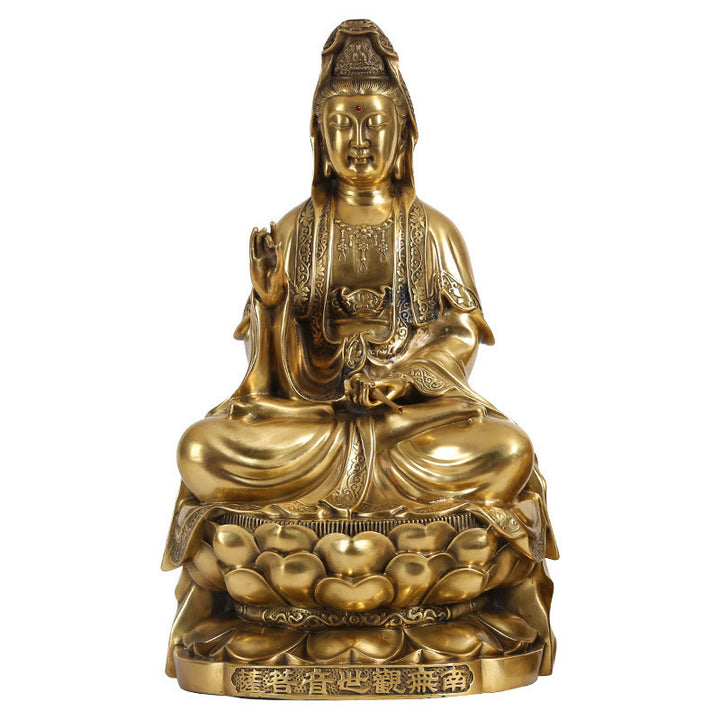 Buddha Stones Kwan Yin Avalokitesvara Wealth Brass Copper Statue Home Desk Decoration - image 12