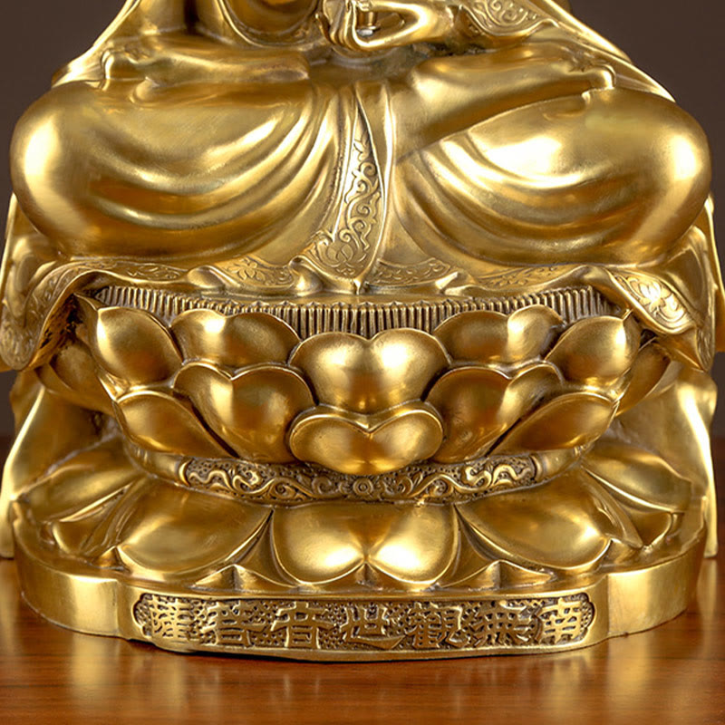 Buddha Stones Kwan Yin Avalokitesvara Wealth Brass Copper Statue Home Desk Decoration - image 10