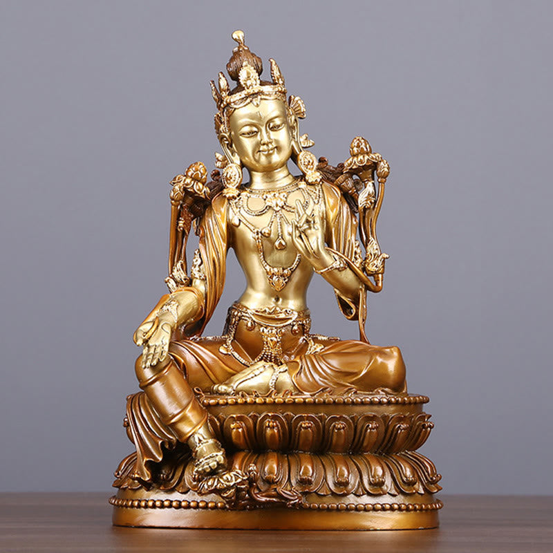 Buddha Stones Bodhisattva Green Tara Figurine Protection Brass Copper Statue Home Offering Decoration