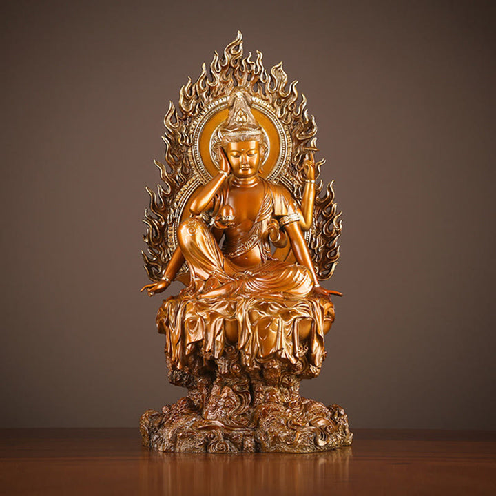 Buddha Stones Kwan Yin Avalokitesvara Success Brass Copper Statue Home Desk Altar Decoration - Avalokitesvara 24*19*51cm - image 0