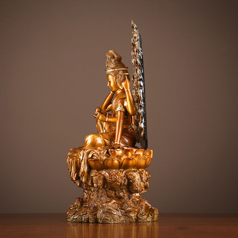Buddha Stones Kwan Yin Avalokitesvara Success Brass Copper Statue Home Desk Altar Decoration - image 6