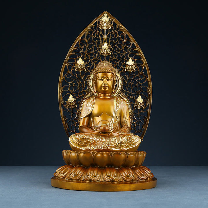 Buddha Stones Sakyamuni Amitabha Medicine Buddha Figurine Serenity Copper Statue Home Offering Decoration - image 2