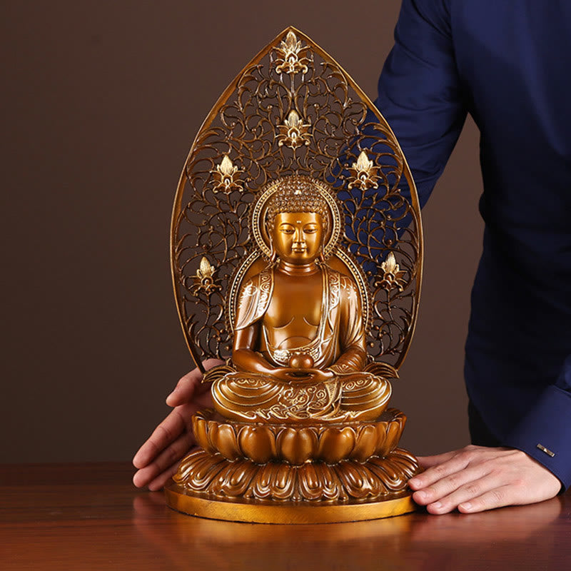 Buddha Stones Sakyamuni Amitabha Medicine Buddha Figurine Serenity Copper Statue Home Offering Decoration - image 16
