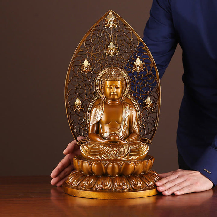 Buddha Stones Sakyamuni Amitabha Medicine Buddha Figurine Serenity Copper Statue Home Offering Decoration - image 16