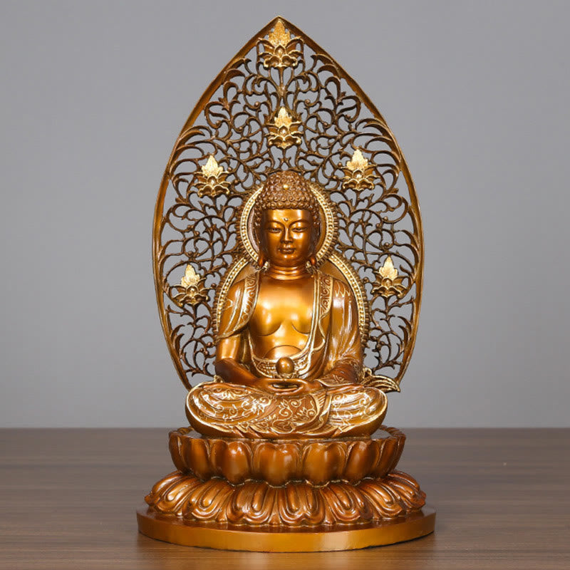 Buddha Stones Sakyamuni Amitabha Medicine Buddha Figurine Serenity Copper Statue Home Offering Decoration