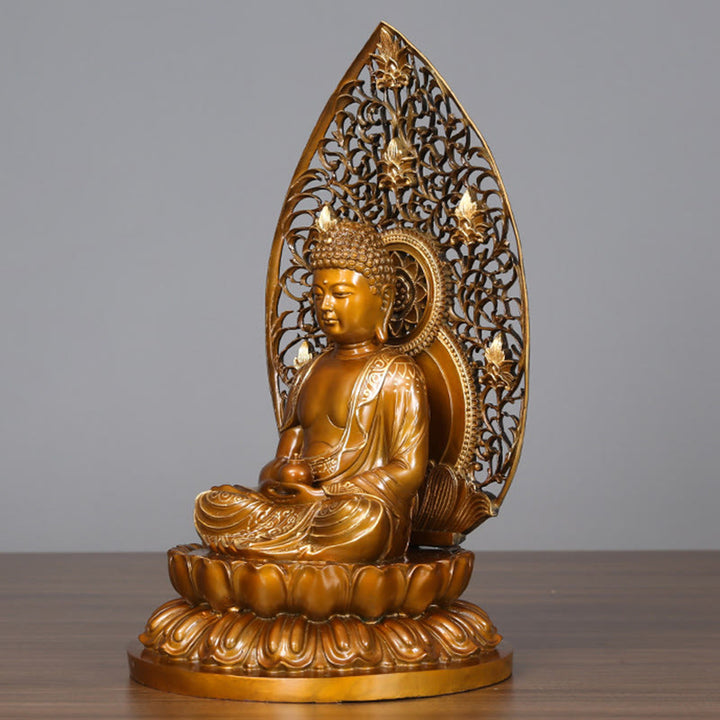 Buddha Stones Sakyamuni Amitabha Medicine Buddha Figurine Serenity Copper Statue Home Offering Decoration - image 15