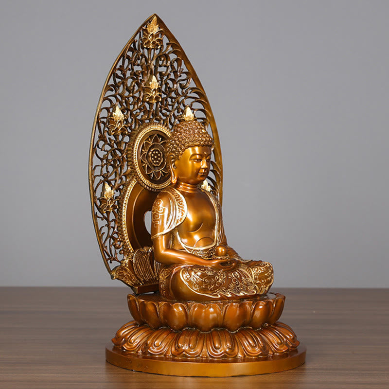 Buddha Stones Sakyamuni Amitabha Medicine Buddha Figurine Serenity Copper Statue Home Offering Decoration - image 5