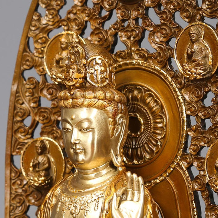 Buddha Stones Kwan Yin Avalokitesvara Aura Harmony Brass Copper Statue Home Desk Decoration - image 6