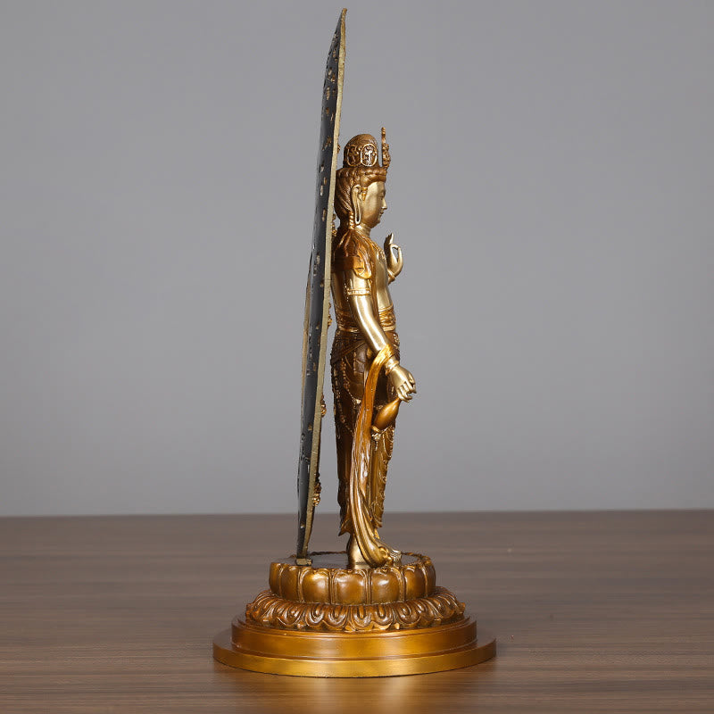 Buddha Stones Kwan Yin Avalokitesvara Aura Harmony Brass Copper Statue Home Desk Decoration - image 3