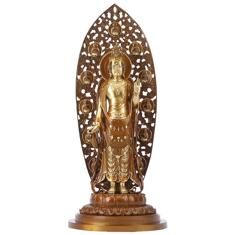 Buddha Stones Kwan Yin Avalokitesvara Aura Harmony Brass Copper Statue Home Desk Decoration - image 10