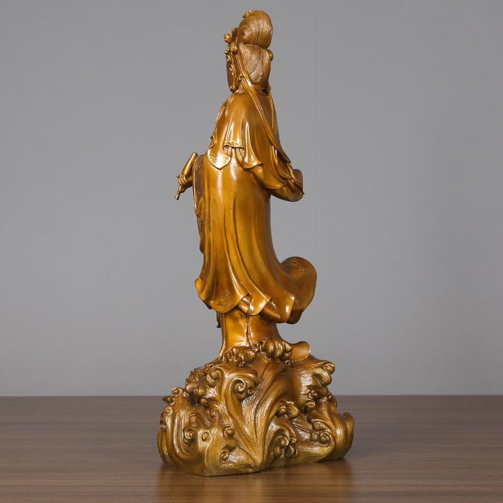 Buddha Stones Kwan Yin Avalokitesvara Holding A Vase Brass Harmony Copper Statue Home Decoration - image 7