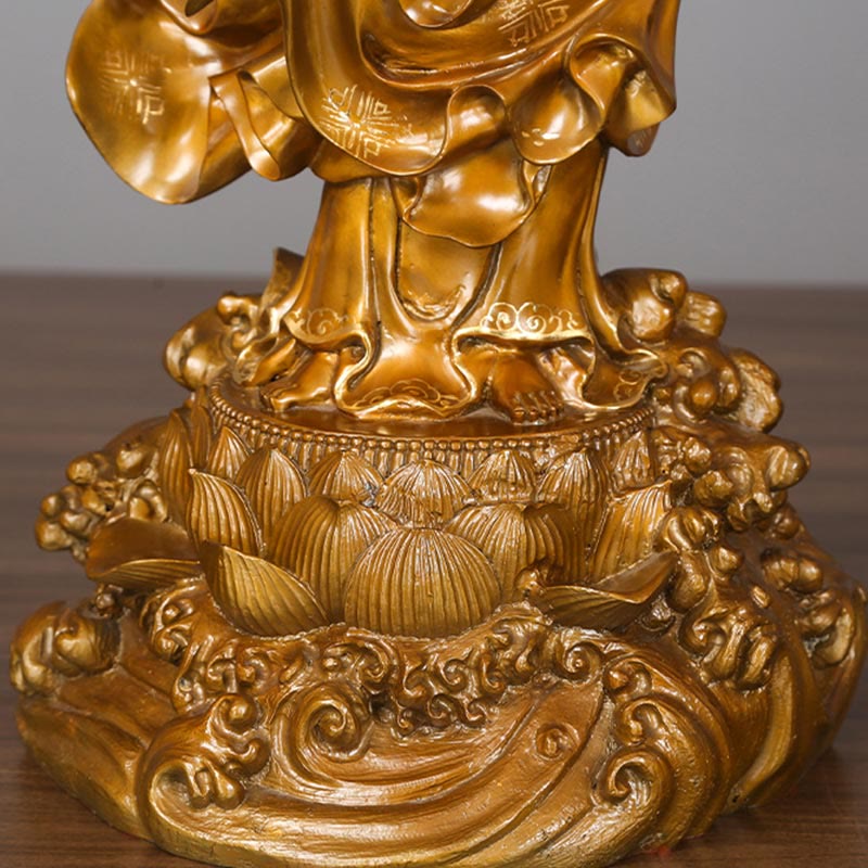 Buddha Stones Kwan Yin Avalokitesvara Holding A Vase Brass Harmony Copper Statue Home Decoration