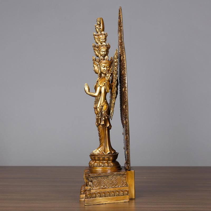 Buddha Stones Handmade Thousand-armed Avalokitesvara Kwan Yin Wealth Brass Copper Statue Decoration - image 10