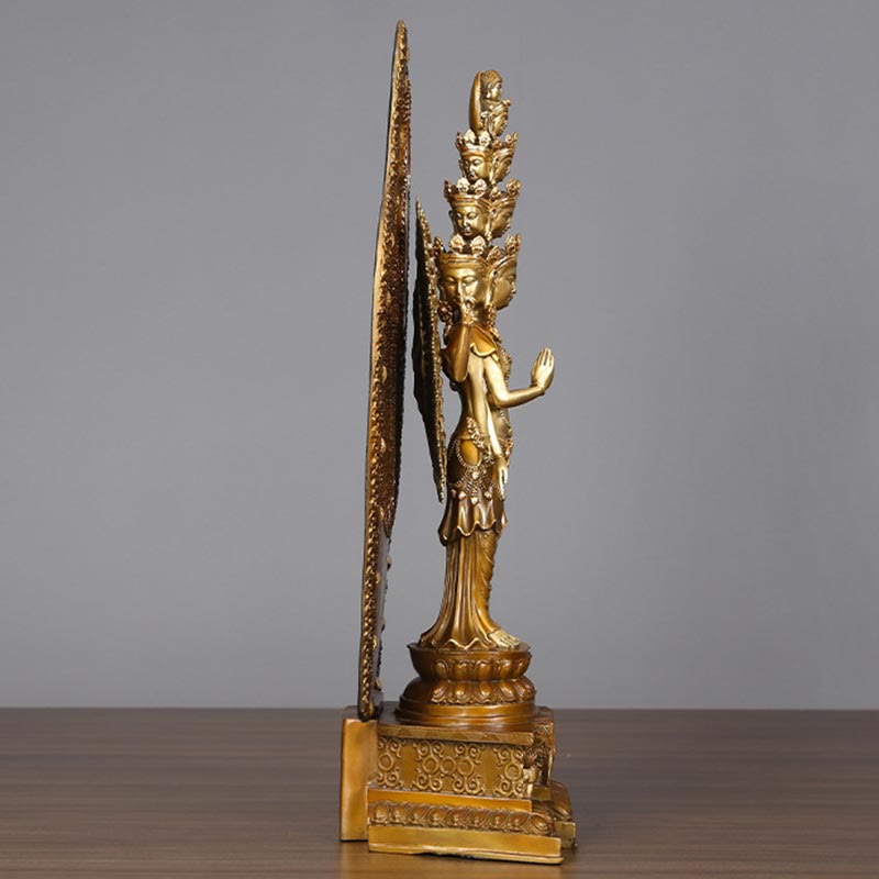 Buddha Stones Handmade Thousand-armed Avalokitesvara Kwan Yin Wealth Brass Copper Statue Decoration - image 3