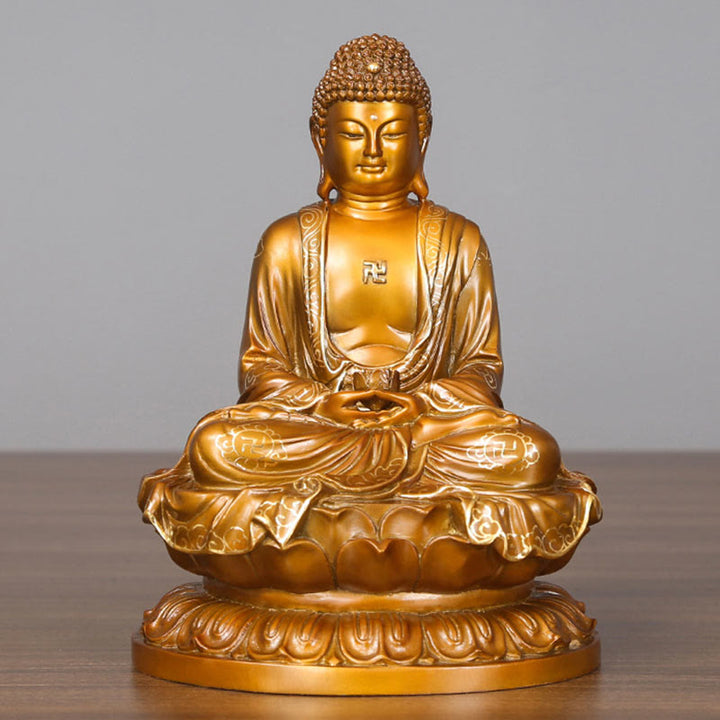 Buddha Stones Amitabha Sakyamuni Medicine Buddha Figurine Compassion Metal Copper Statue Home Decoration