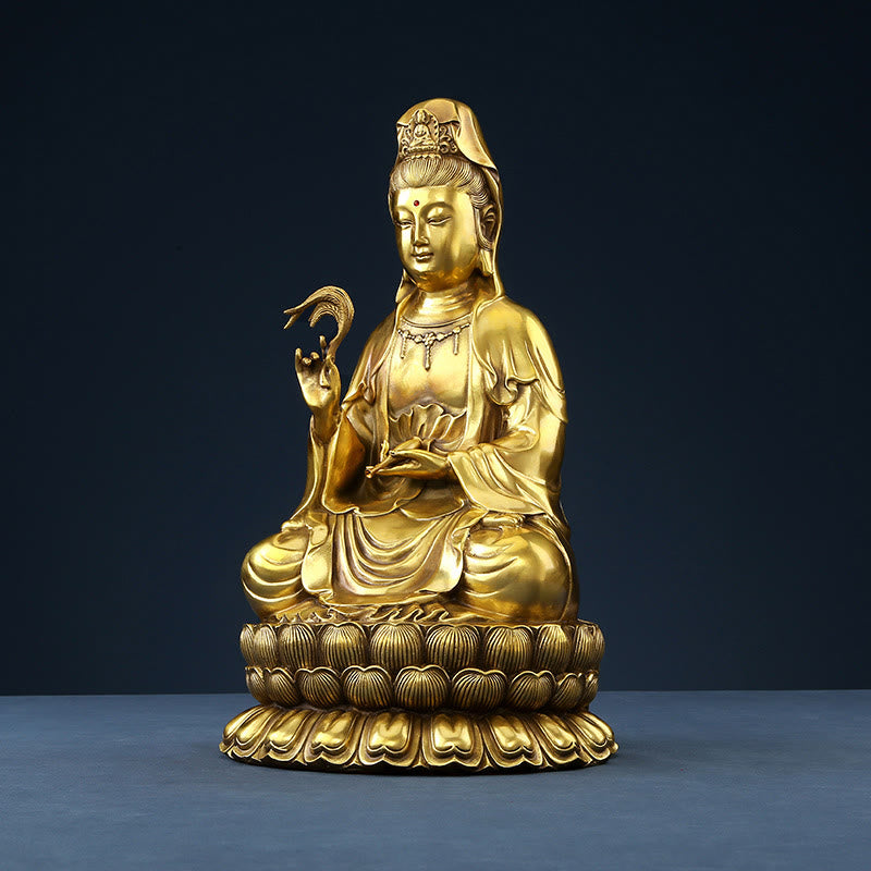 Buddha Stones Kwan Yin Avalokitesvara Holding A Willow Bottle Harmony Brass Copper Statue Home Decoration - image 19