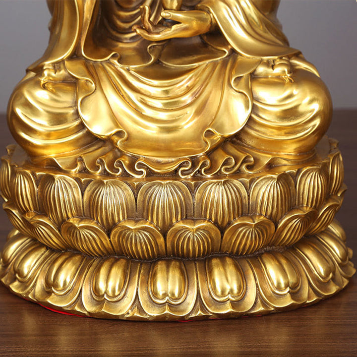Buddha Stones Kwan Yin Avalokitesvara Holding A Willow Bottle Harmony Brass Copper Statue Home Decoration - image 16