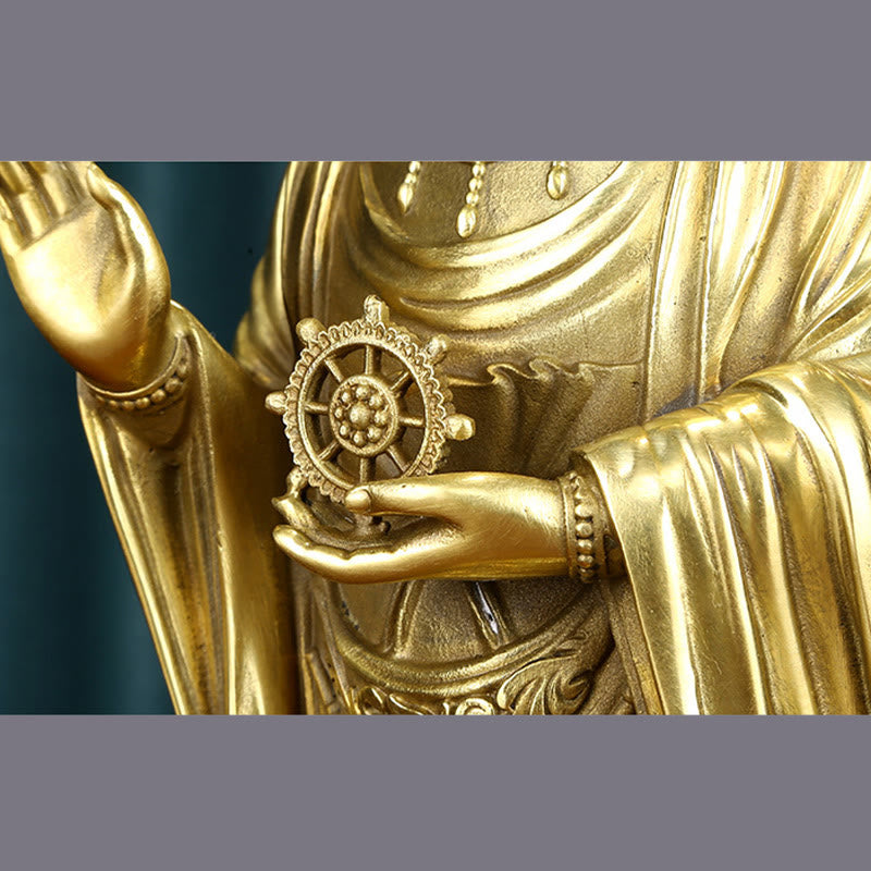 Buddha Stones Kwan Yin Avalokitesvara Holding The Dharma Wheel Wealth Brass Copper Statue Decoration - image 14